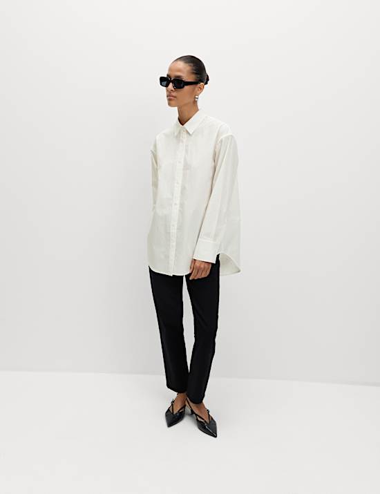 Pure Cotton Oversized Embellished Shirt