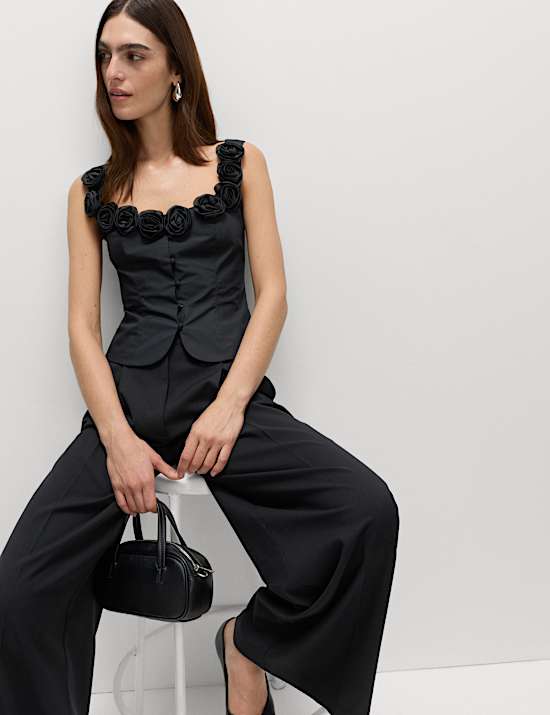 Pure Cotton Flower Detail Corset Top