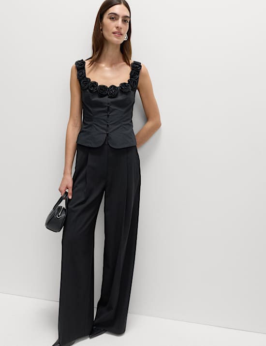 Pure Cotton Flower Detail Corset Top