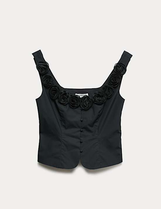 Pure Cotton Flower Detail Corset Top