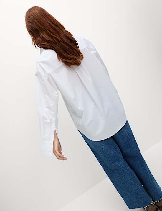 Kemeja Kerah Sulam Katun Murni