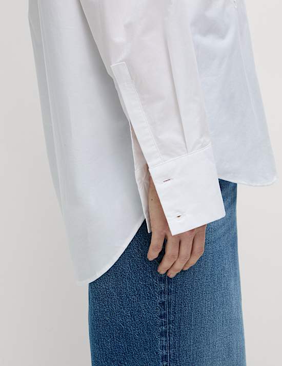 Kemeja Kerah Sulam Katun Murni