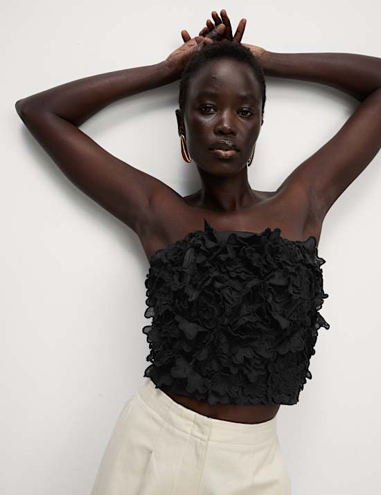 Pure Cotton Textured Bandeau Top