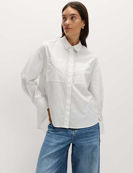 Pure Cotton Collared Side Tie Detail Shirt