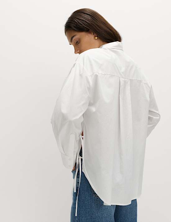 Pure Cotton Collared Side Tie Detail Shirt