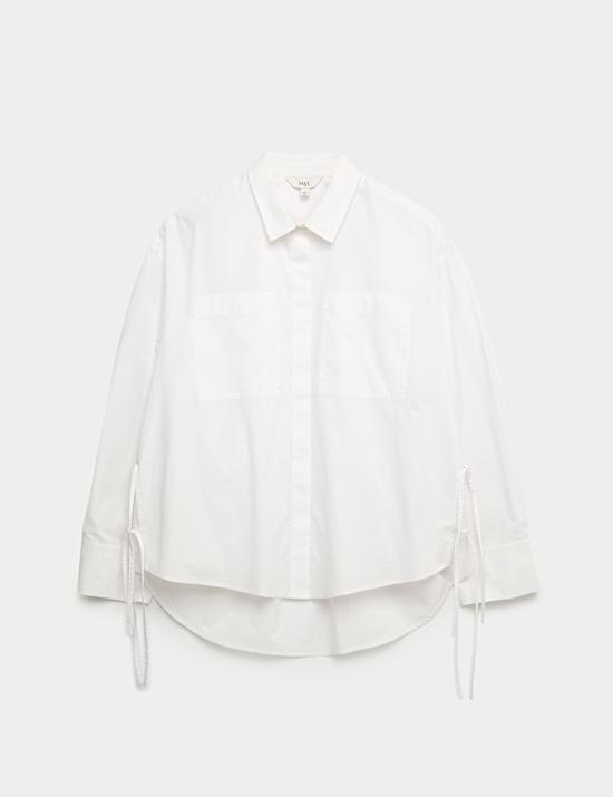 Pure Cotton Collared Side Tie Detail Shirt