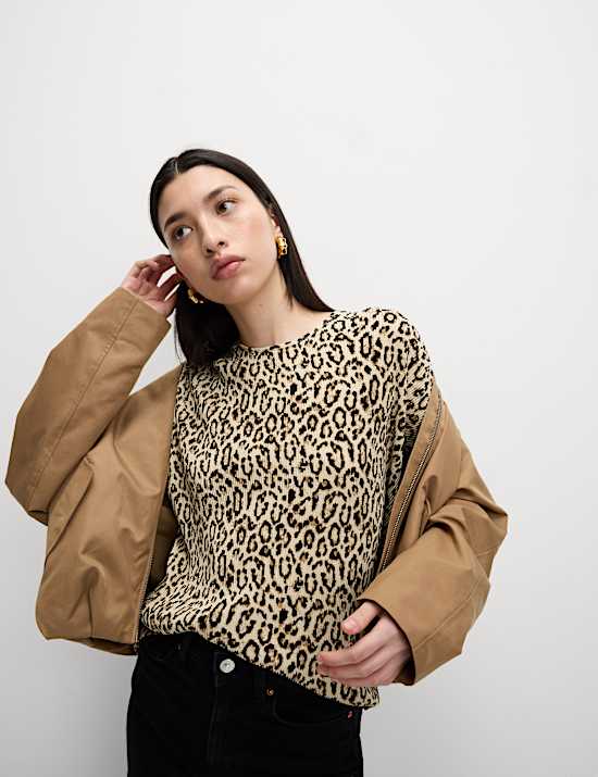 Animal Print Plisse Top