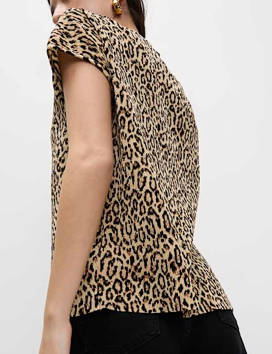Animal Print Plisse Top