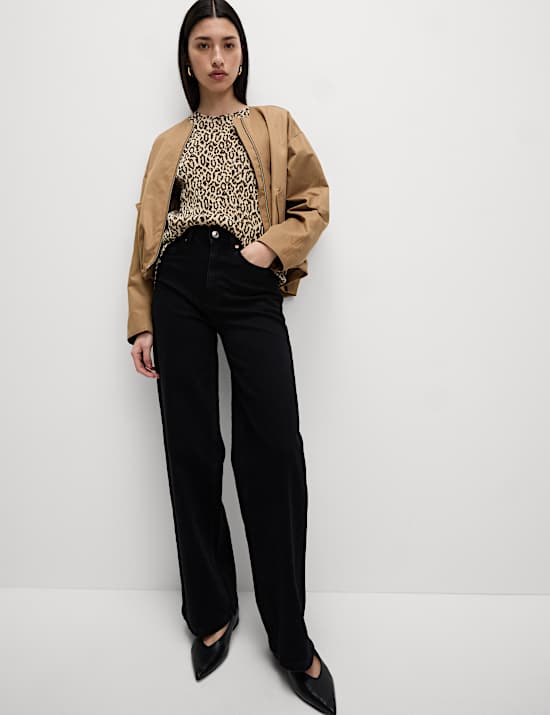 Animal Print Plisse Top