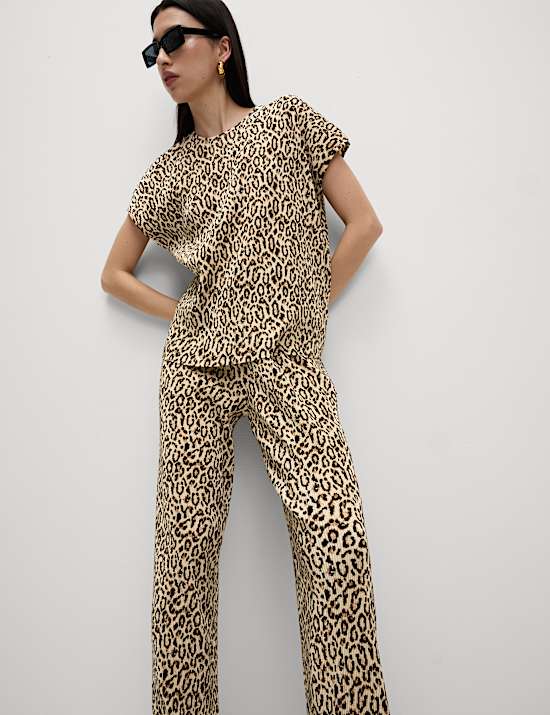 Animal Print Plisse Top