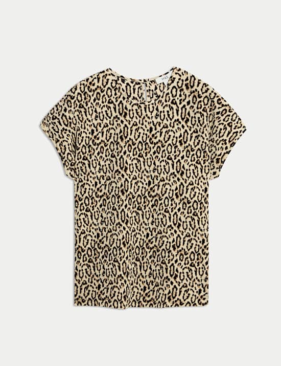 Animal Print Plisse Top