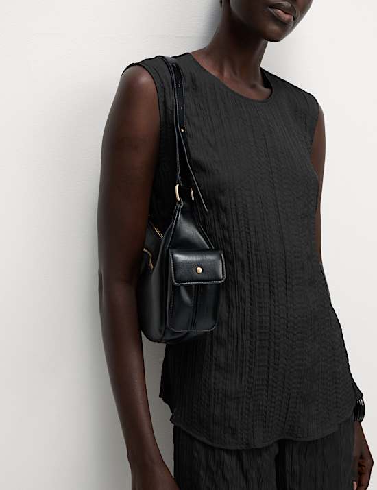 Plisse Round Neck Top