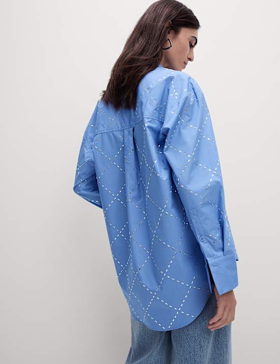 Pure Cotton Embellished Collared Shirt