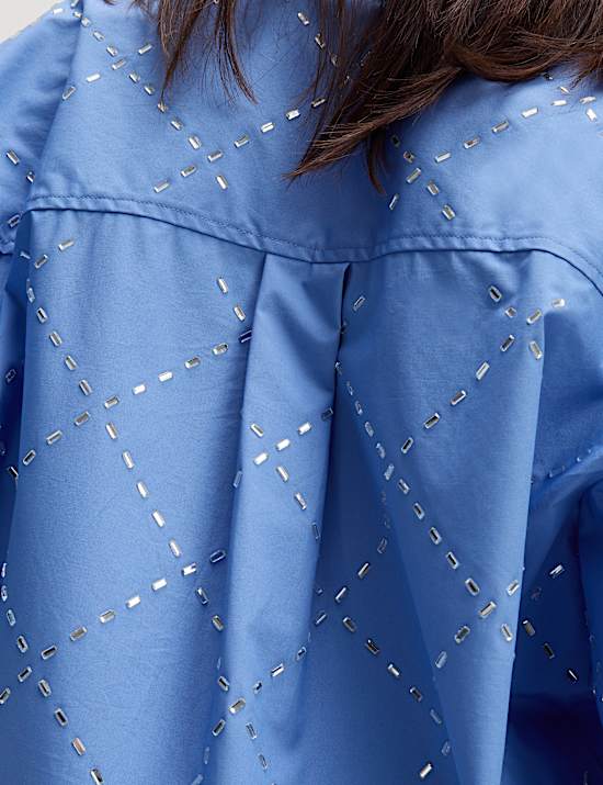 Pure Cotton Embellished Collared Shirt