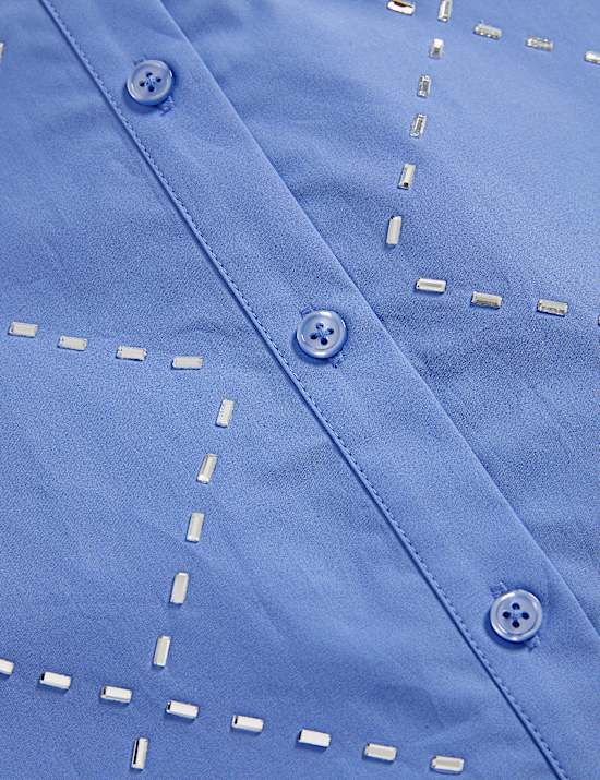Pure Cotton Embellished Collared Shirt