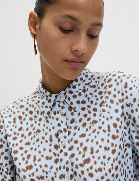 Printed Collared Button Through Shirt