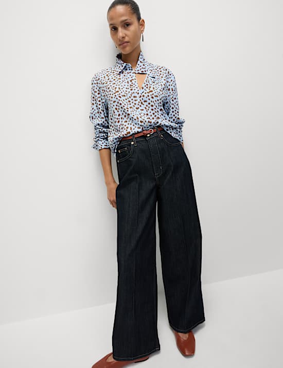 Printed Collared Button Through Shirt