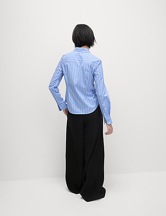 Camisa ajustada de rayas de algodón