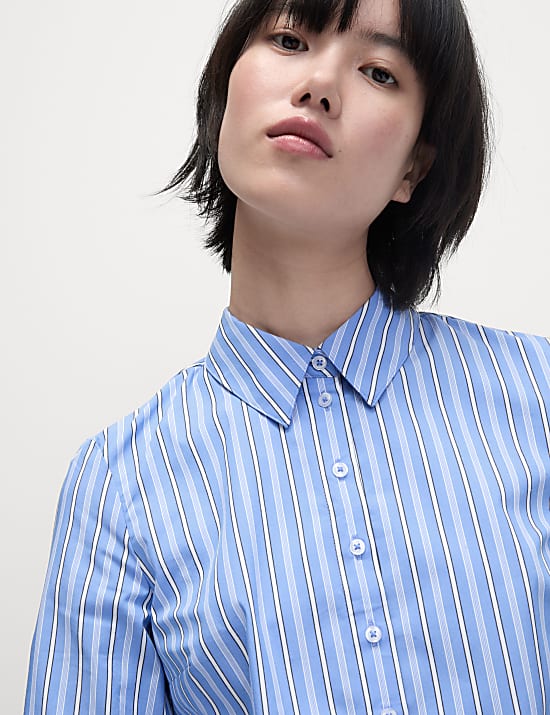 Camisa ajustada de rayas de algodón