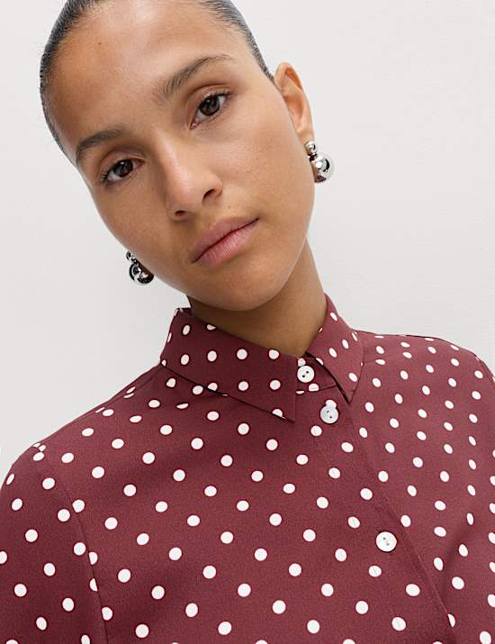 Printed Collared Button Through Shirt