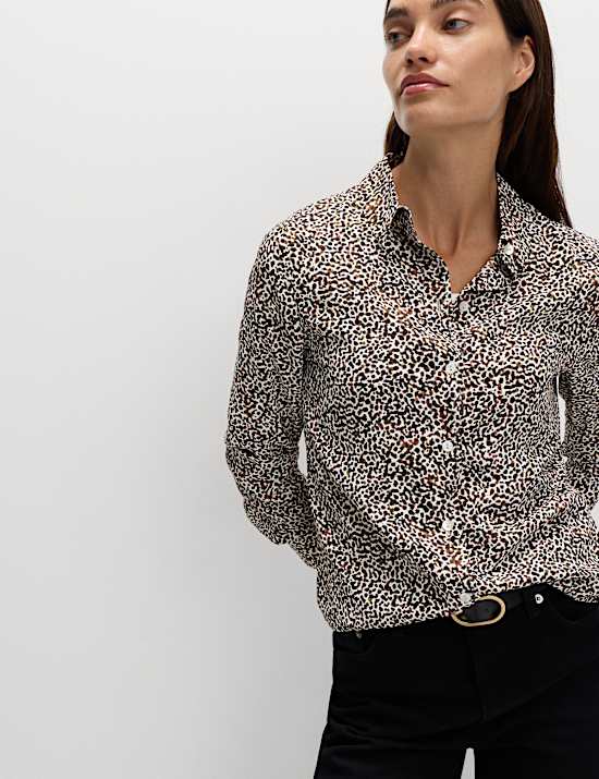 Printed Collared Button Through Shirt