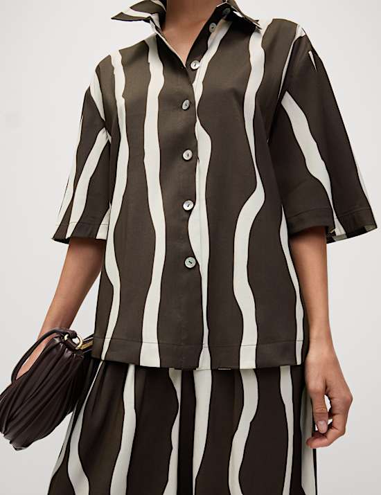 Printed Collared Oversized Resort Shirt