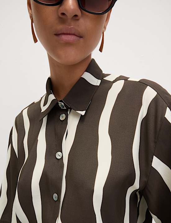 Printed Collared Oversized Resort Shirt