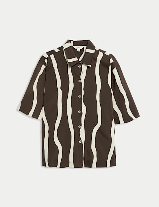 Printed Collared Oversized Resort Shirt