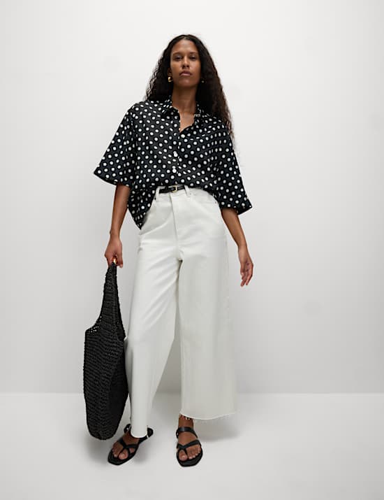 Printed Collared Oversized Resort Shirt