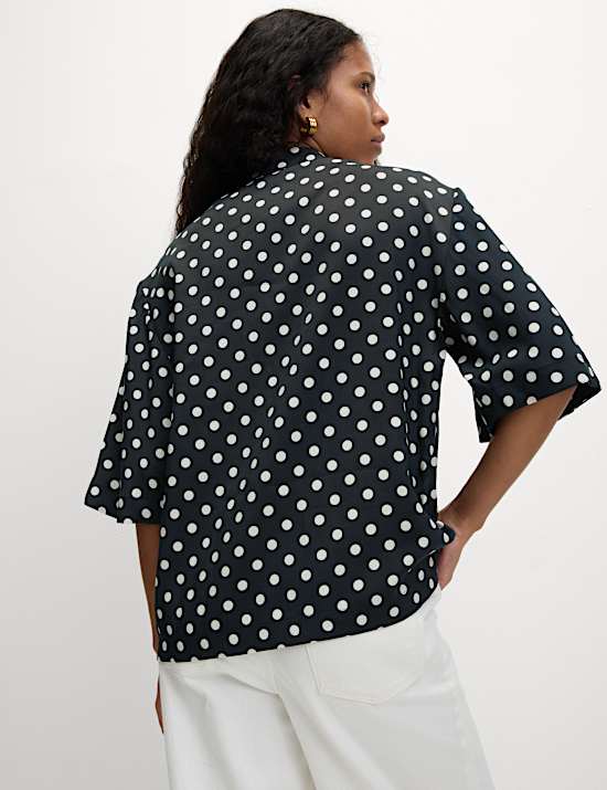 Printed Collared Oversized Resort Shirt