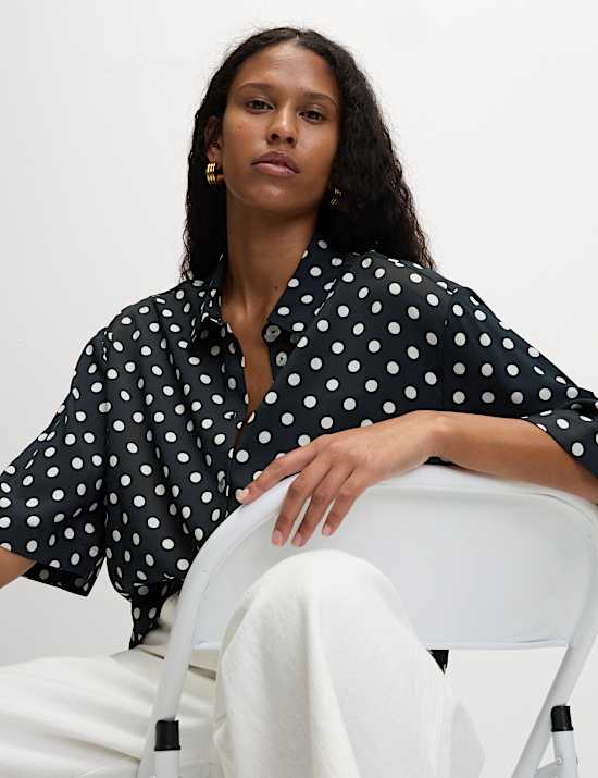 Printed Collared Oversized Resort Shirt