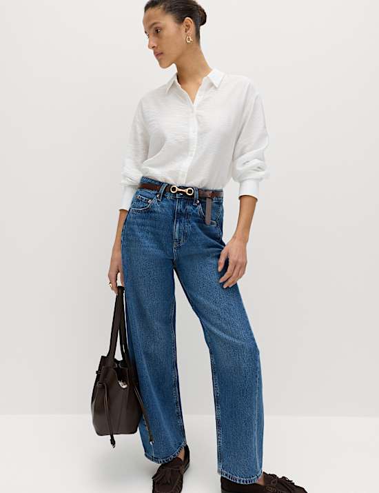 Textured Collared Button Through Shirt