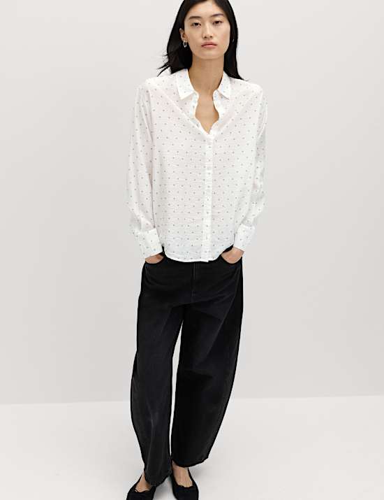 Textured Collared Button Through Shirt