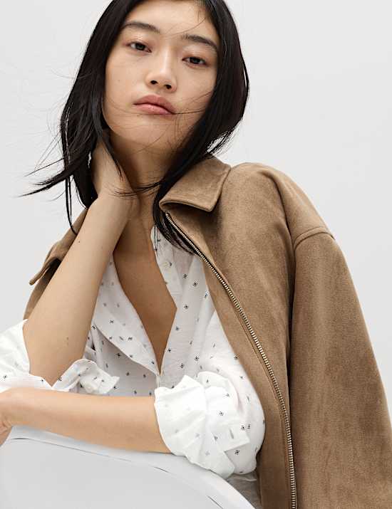 Textured Collared Button Through Shirt