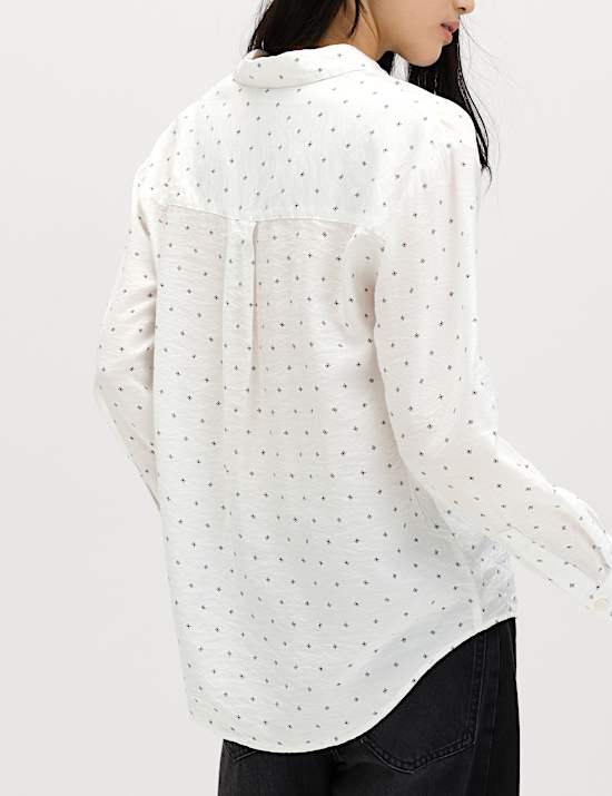 Textured Collared Button Through Shirt