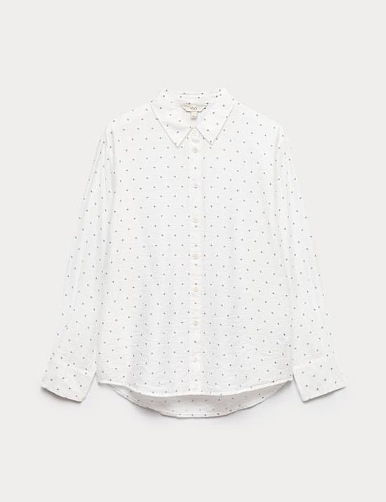 Textured Collared Button Through Shirt