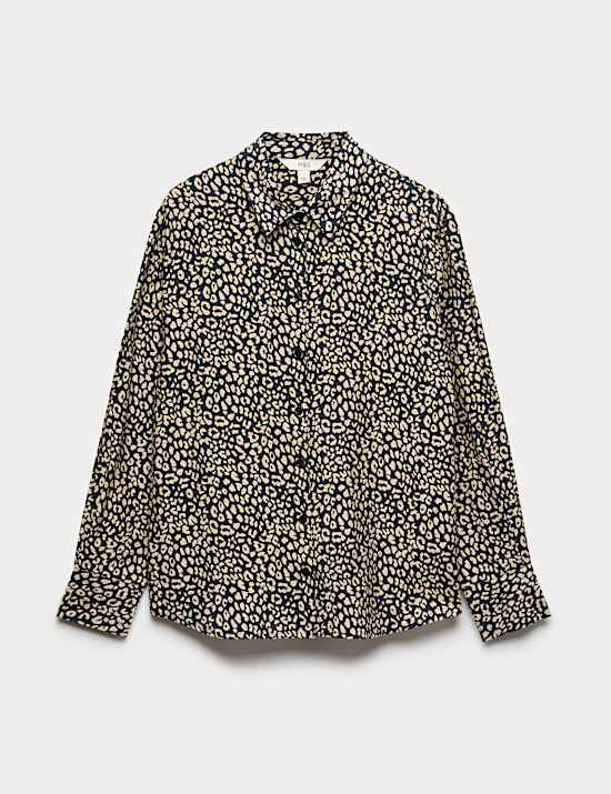 Textured Animal Print Long Sleeve Shirt