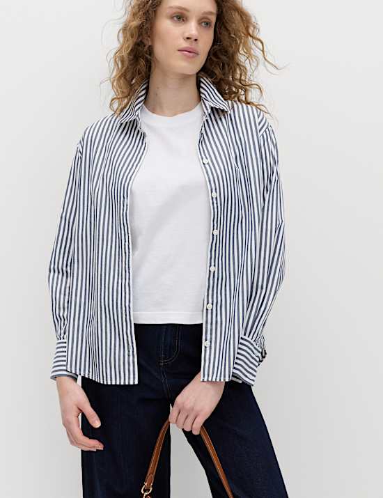 Pure Cotton Striped Collared Shirt