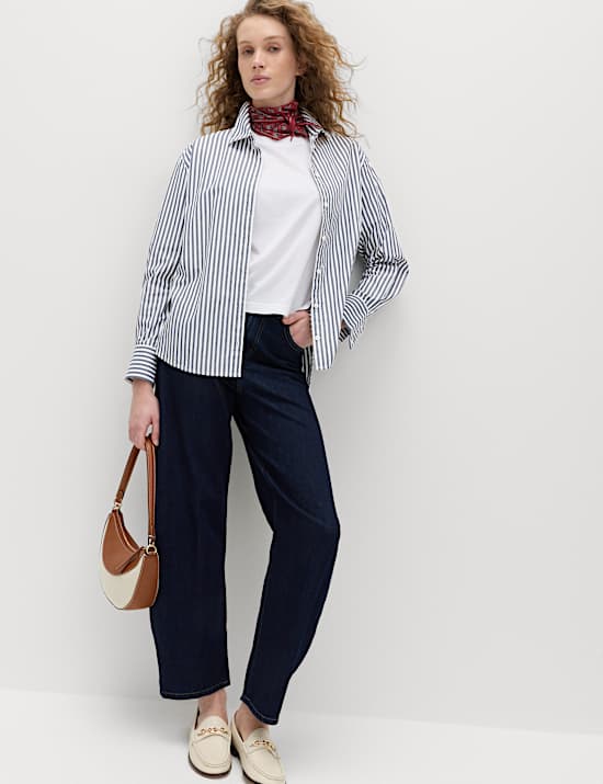 Pure Cotton Striped Collared Shirt