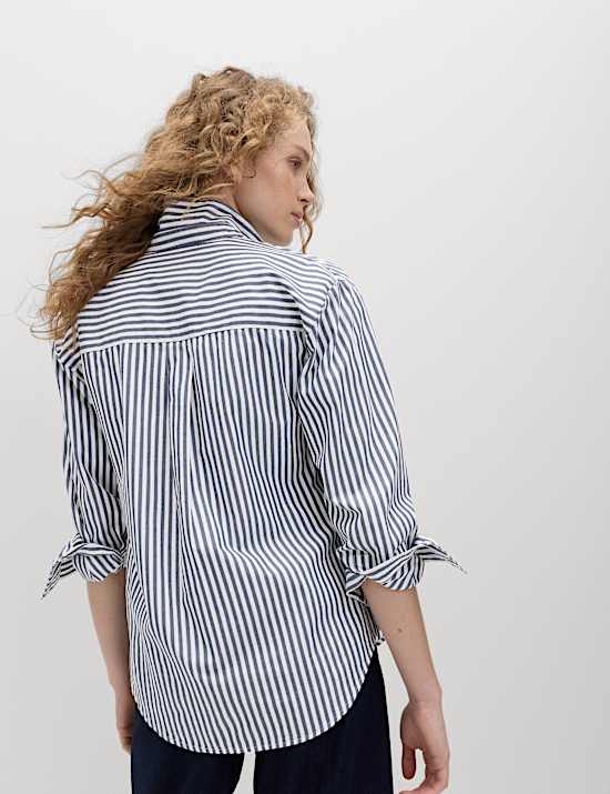 Pure Cotton Striped Collared Shirt