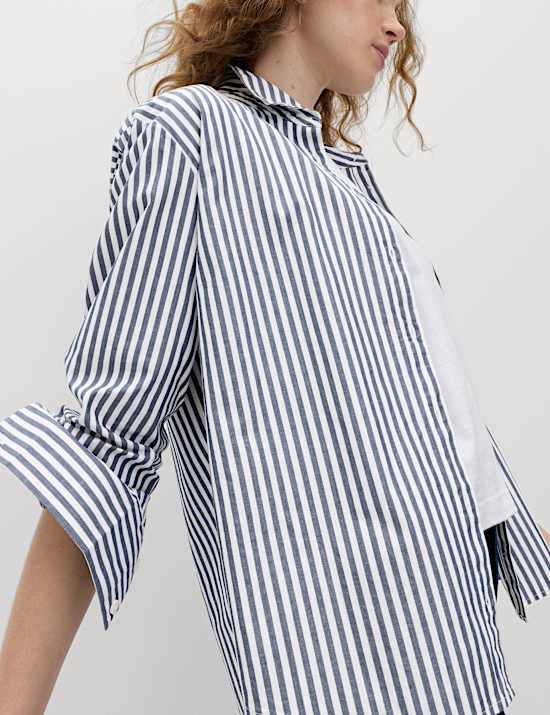 Pure Cotton Striped Collared Shirt