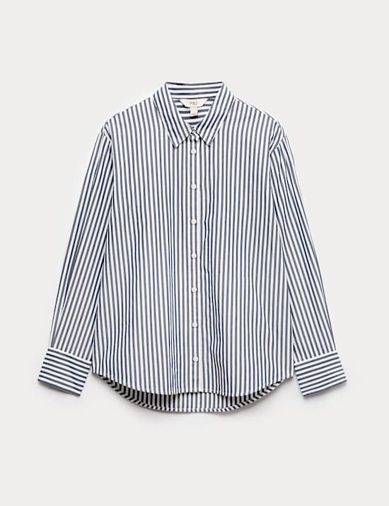 Pure Cotton Striped Collared Shirt