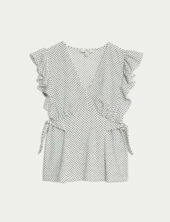 Polka Dot V-Neck Regular Fit Top