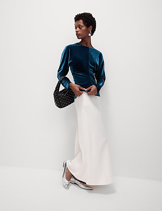 Fluwelen blouse met ronde hals