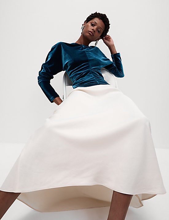 Fluwelen blouse met ronde hals