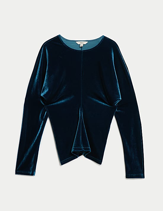 Fluwelen blouse met ronde hals