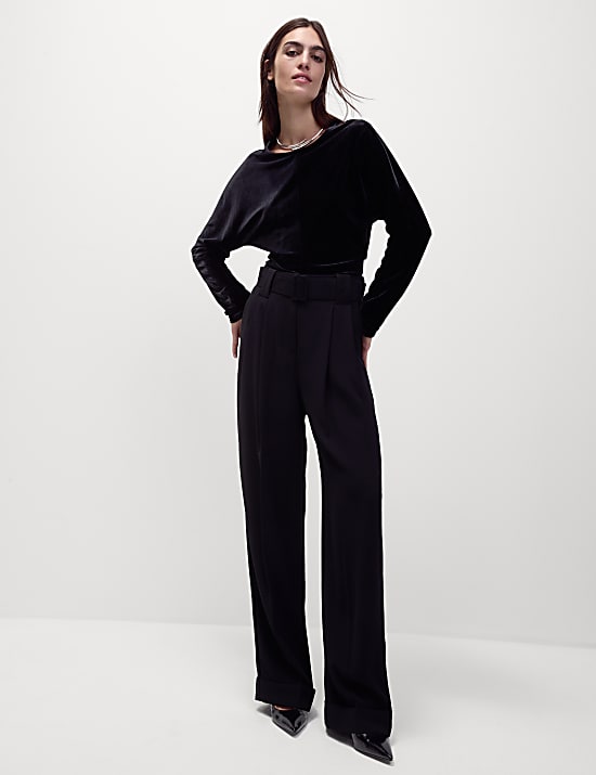 Velvet Round Neck Blouse