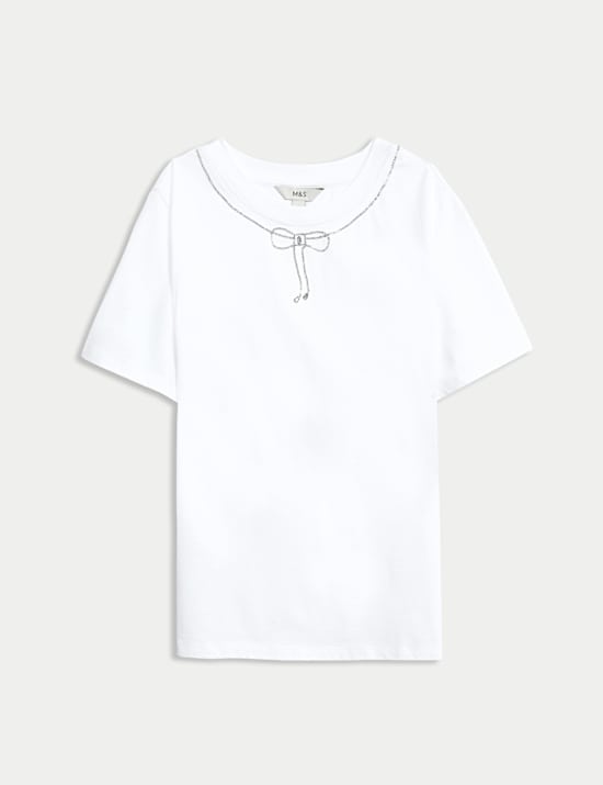 Versierd T-shirt van puur katoen