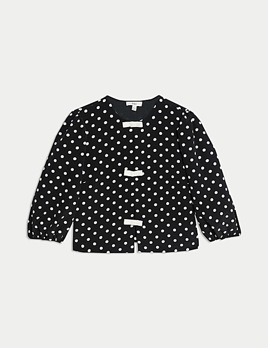 Polka Dot Puff Sleeve Blouse