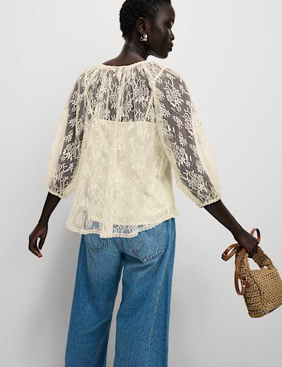Lace Button Through Top